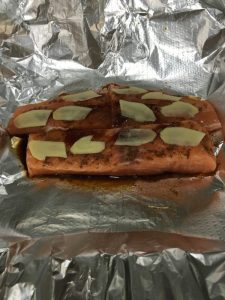 Buzymum - Salmon with chinese 5 spice, soy sauce and topped with ginger