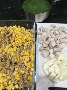 Buzymum - Before combining ingredients for chicken and spinach pasta bake