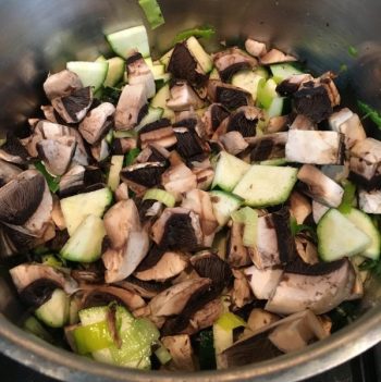 Buzymum - All the veg in the pan ready for the risotto rice