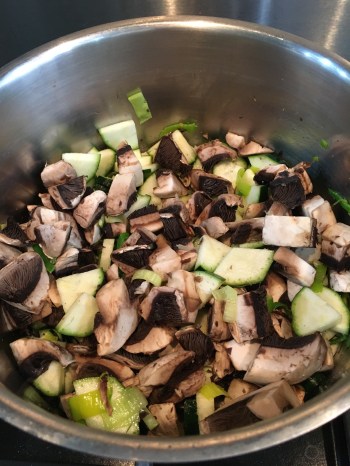 Buzymum - All the veg in the pan ready for the risotto rice