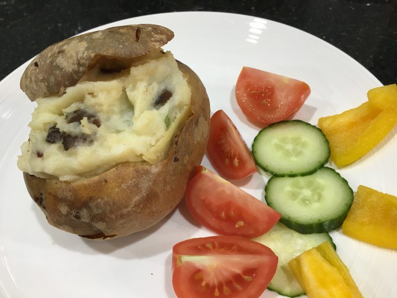 Buzymum - Crispy jacket potato stuffed with bacon, cheese and mushrooms