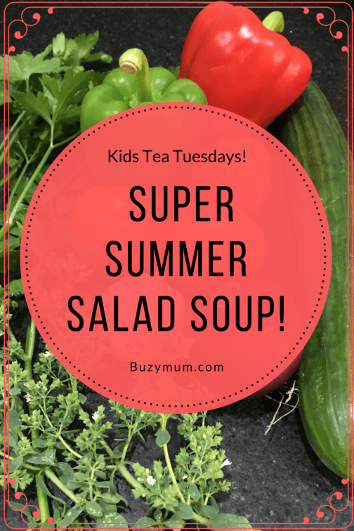 Buzymum - Gazpacho style chilled soup recipe ideal for the summer served with feta and pine nuts and some ice cubes!