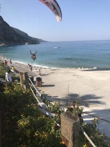 Buzymum - Our view from breakfast, watching the paraglider land